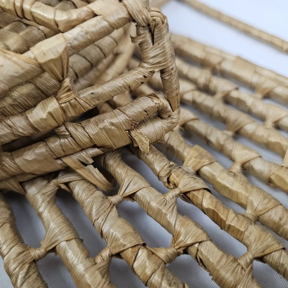Vitage Boho Wicker Butterfly Trivet Wall Pocket Hanging Weaved Rattan Basket MCM